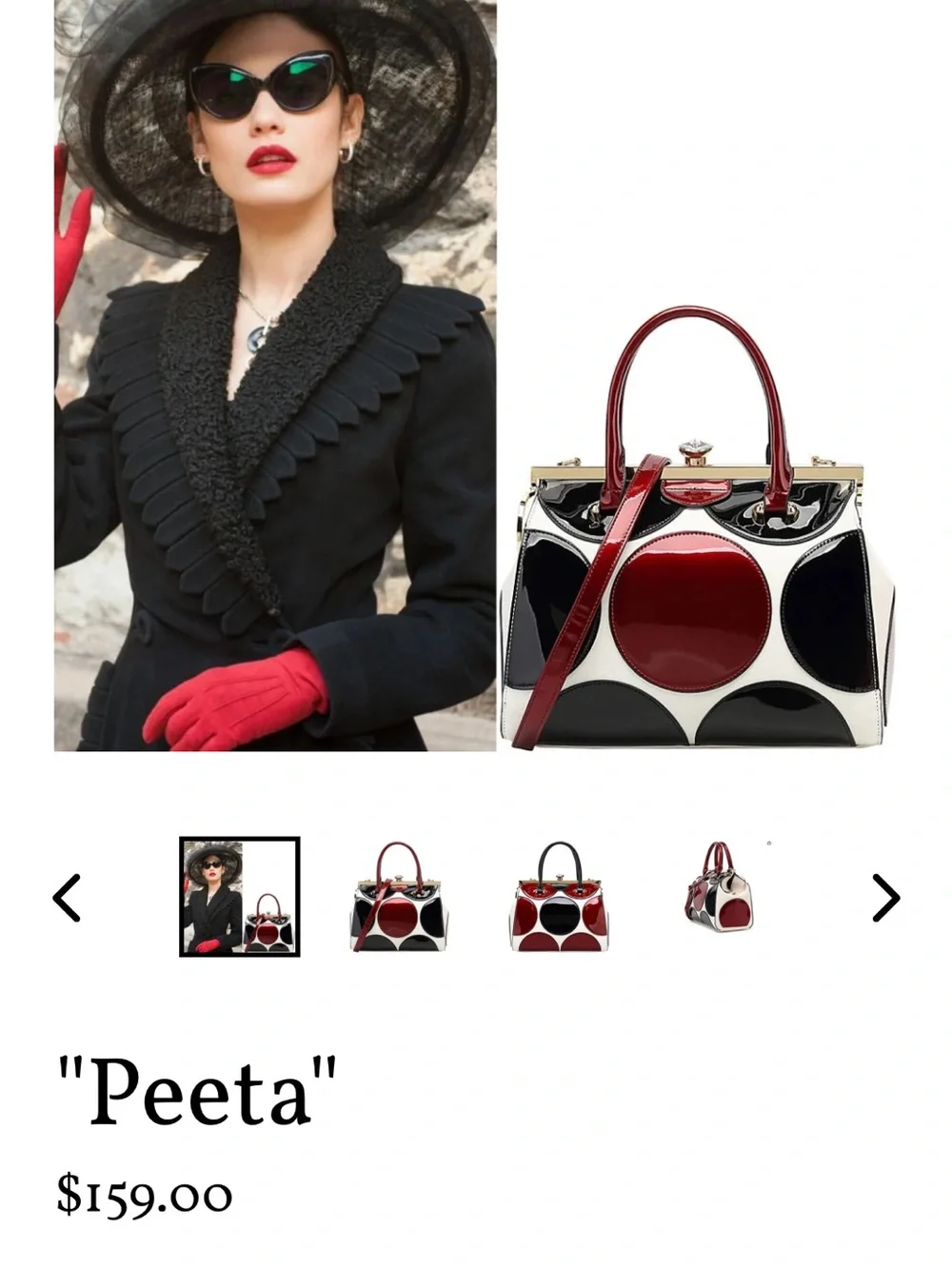 Retro Polka Dot Satchel - Black, White & Red
